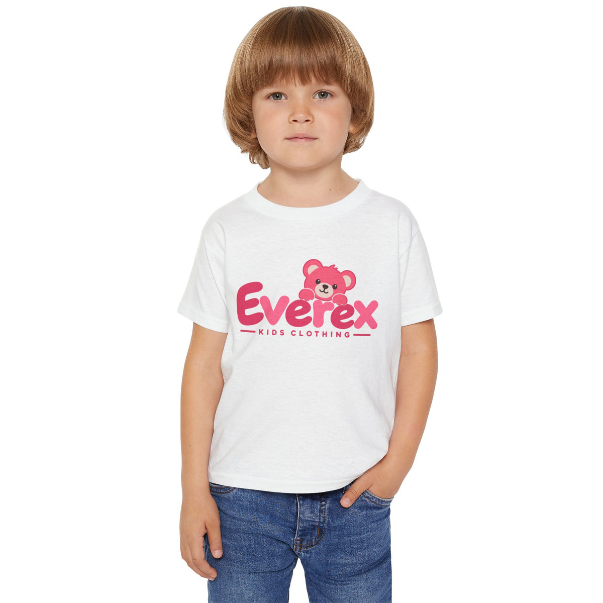 Everex Pink Teddy Toddler T-Shirt — Cute Kids Graphic Tee